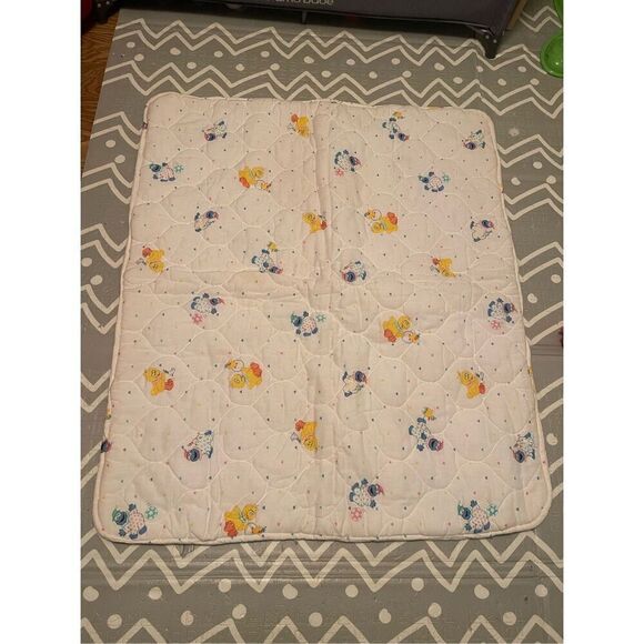 Vintage Sesame Street Cookie Monster & Big Bird  Baby Quilted Padded Crib Blanke - Picture 1 of 4